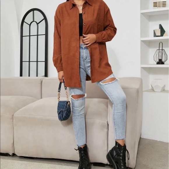 Drop Shoulder Pocket Corduroy Coat - Picture 4 of 7